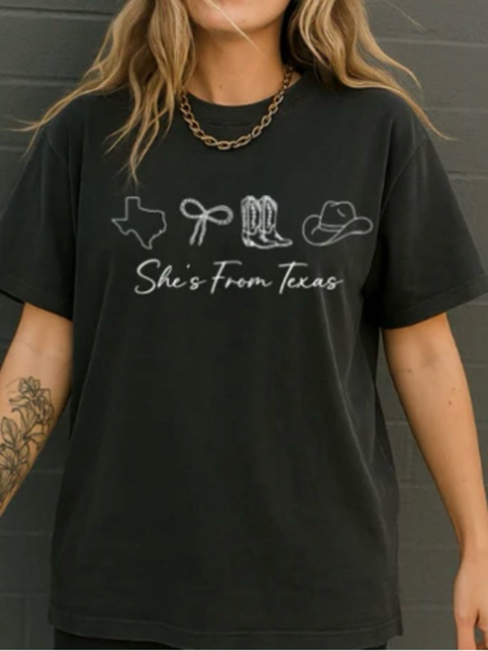 She's From Texas Black Graphic Tee